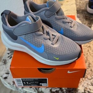 Nike toddler Sneakers 11 - Gray with Blue and Yellow Accents (box not included)